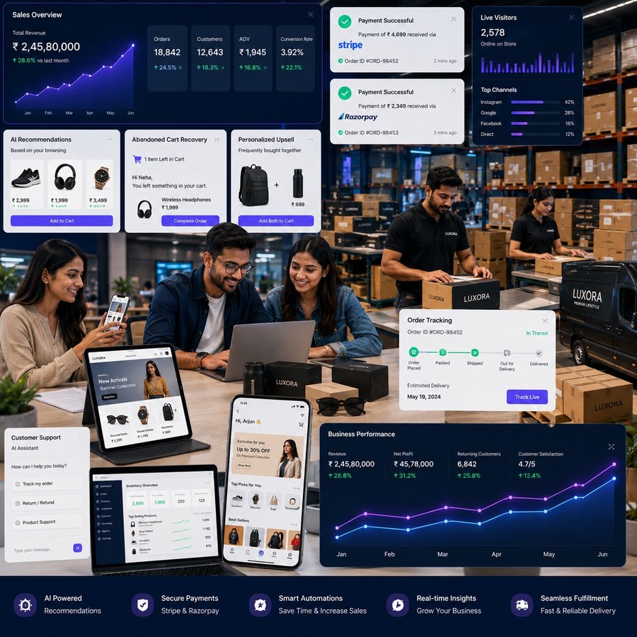 E-commerce products display — representing online store and D2C brand solutions